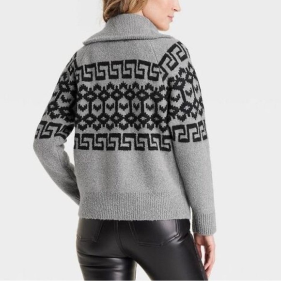 Universal Thread Women's Zip Up Cardigan Heather Gray Zig Zag XS - Picture 7 of 8